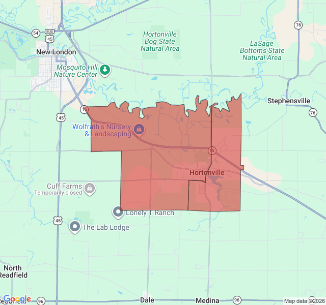 Map of septic coverage in Hortonville, WI