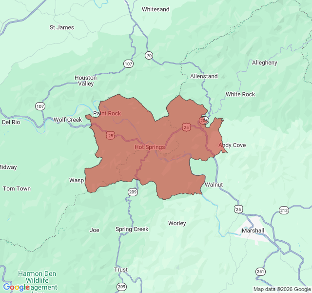 Map of septic coverage in Hot Springs, NC