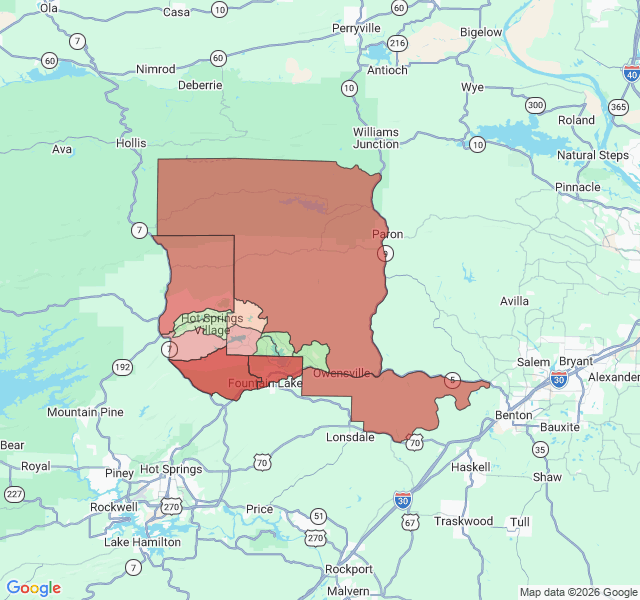 Map of septic coverage in Hot Springs Village, AR