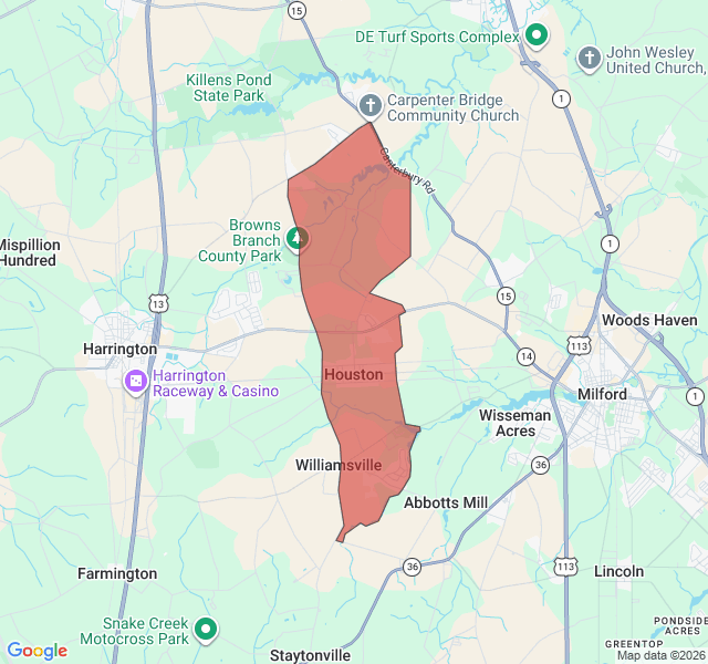 Map of septic coverage in Houston, DE