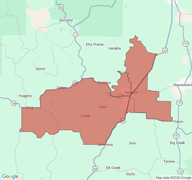 Map of septic coverage in Houston, MO
