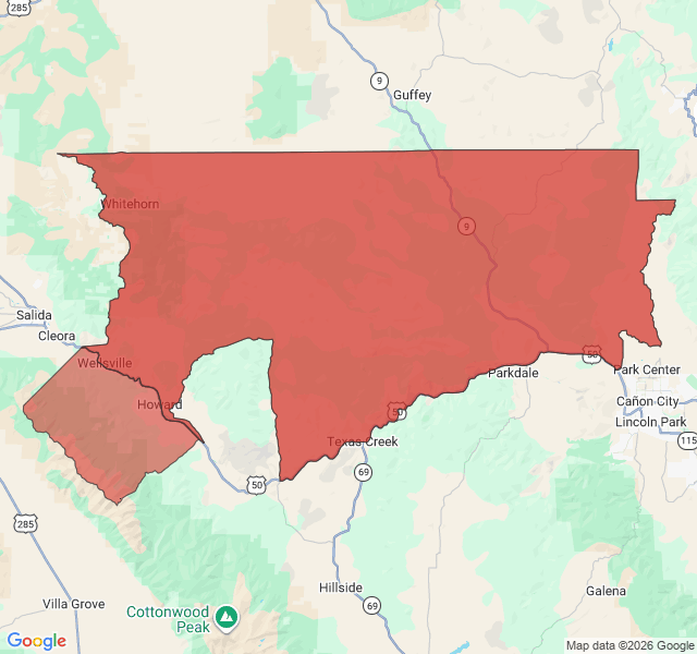 Map of septic coverage in Howard, CO