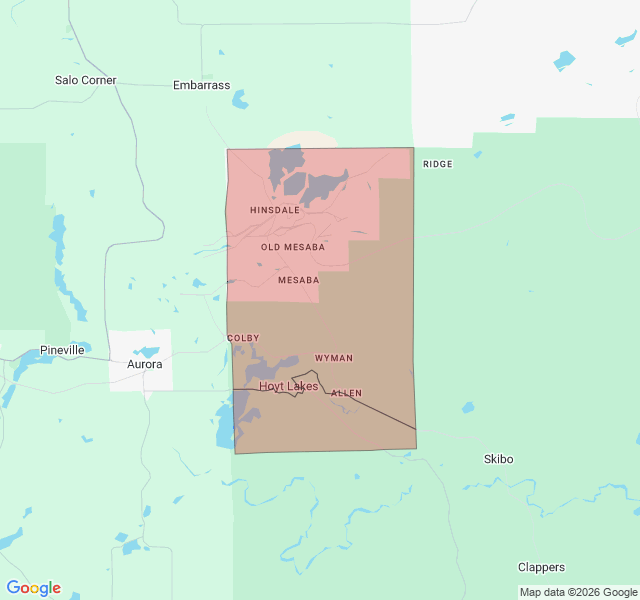 Map of septic coverage in Hoyt Lakes, MN