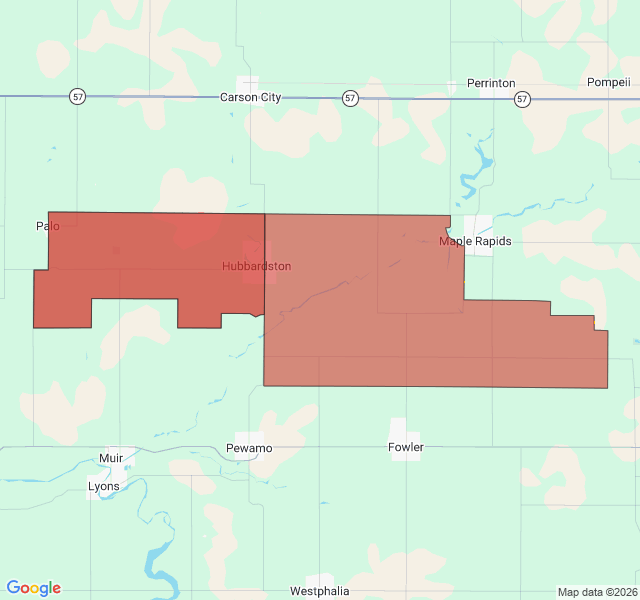 Map of septic coverage in Hubbardston, MI