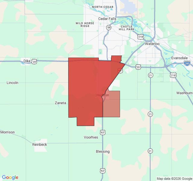Map of septic coverage in Hudson, IA