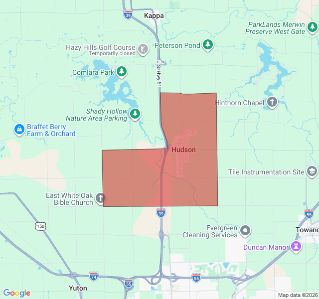 Map of septic coverage in Hudson, IL