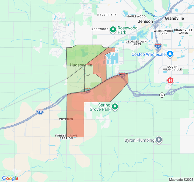 Map of septic coverage in Hudsonville, MI