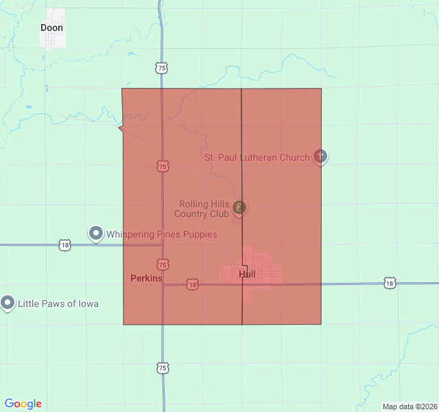 Map of septic coverage in Hull, IA