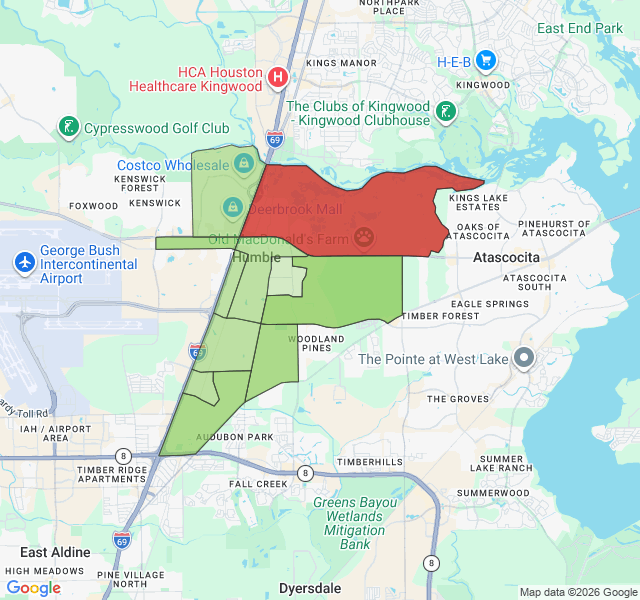 Map of septic coverage in Humble, TX