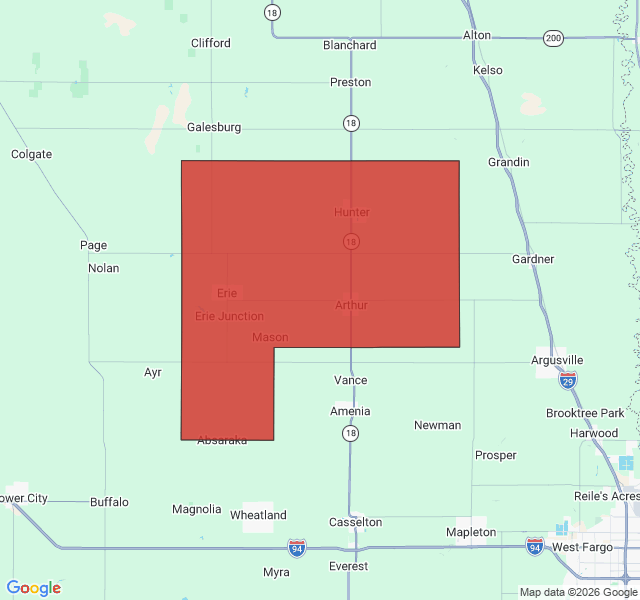 Map of septic coverage in Hunter, ND