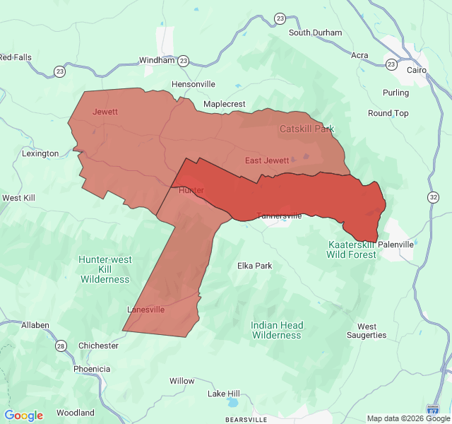 Map of septic coverage in Hunter, NY