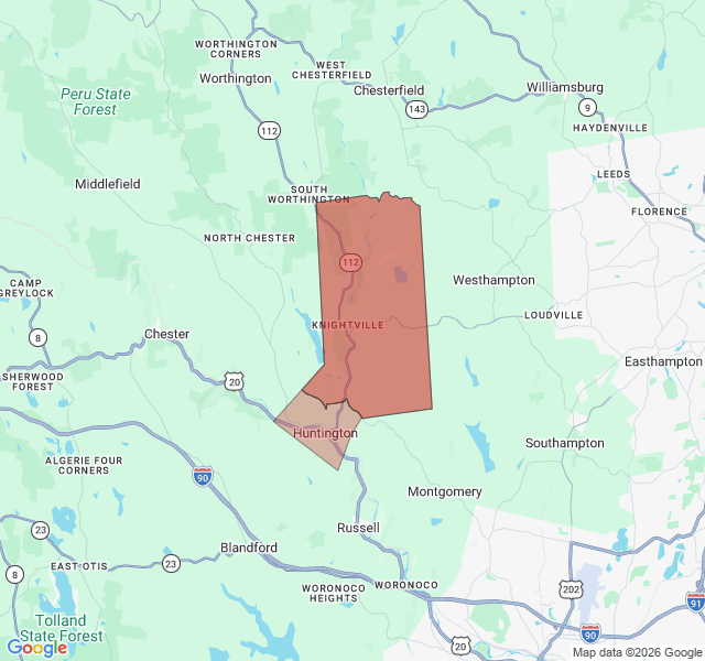 Map of septic coverage in Huntington, MA
