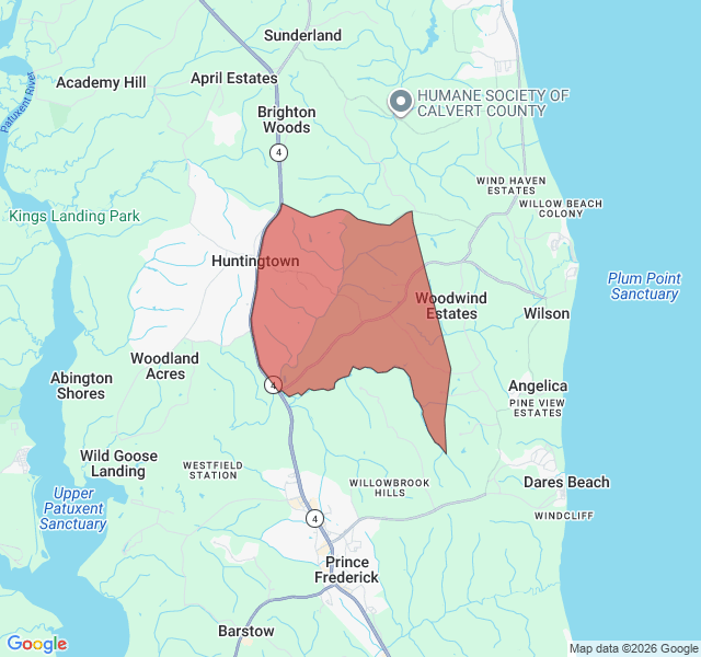 Map of septic coverage in Huntingtown, MD