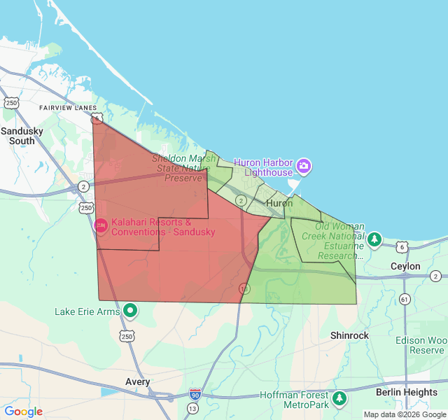 Map of septic coverage in Huron, OH