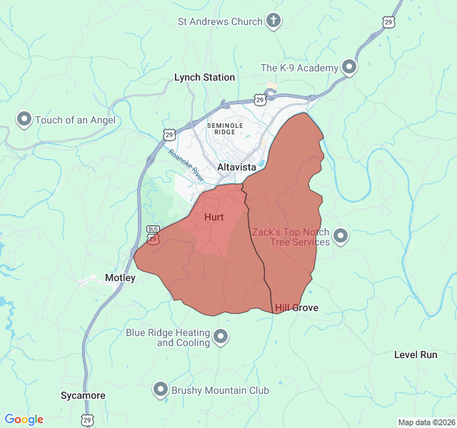 Map of septic coverage in Hurt, VA