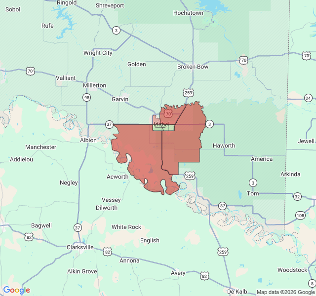 Map of septic coverage in Idabel, OK