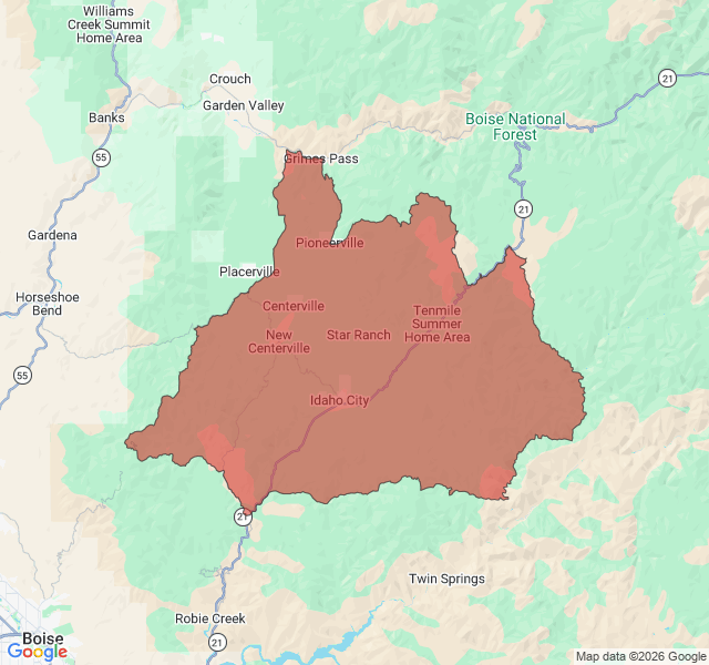 Map of septic coverage in Idaho City, ID