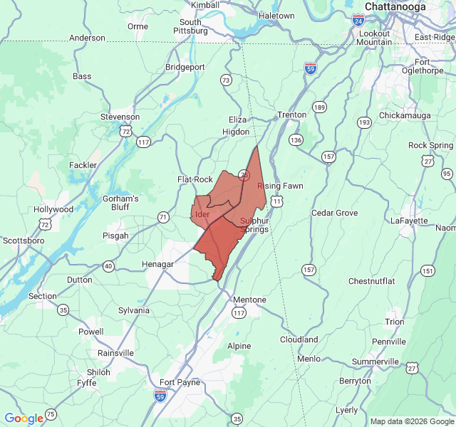 Map of septic coverage in Ider, AL