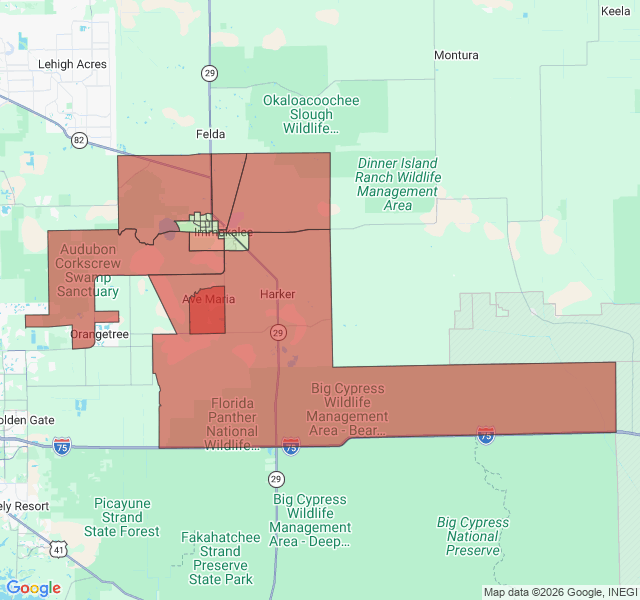 Map of septic coverage in Immokalee, FL