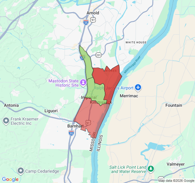 Map of septic coverage in Imperial, MO