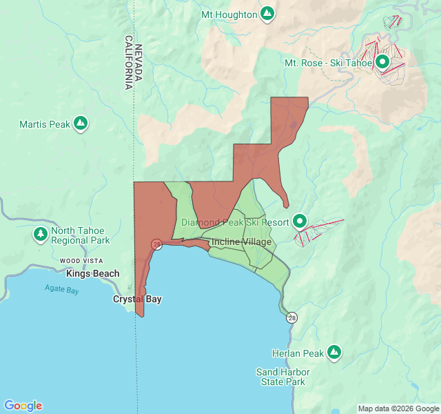 Map of septic coverage in Incline Village, NV