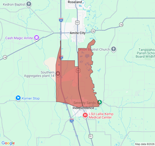 Map of septic coverage in Independence, LA