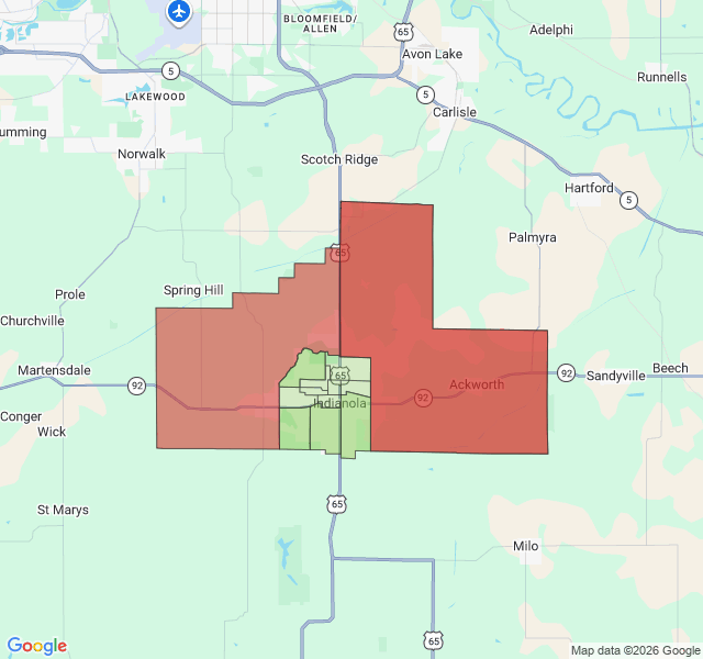 Map of septic coverage in Indianola, IA