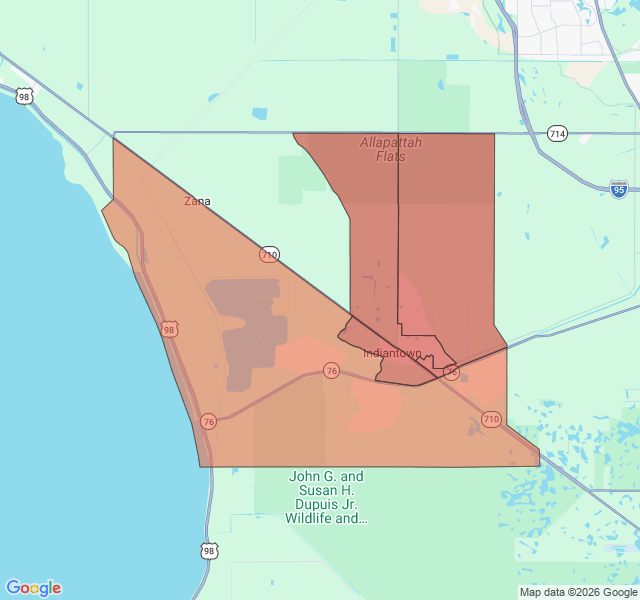 Map of septic coverage in Indiantown, FL