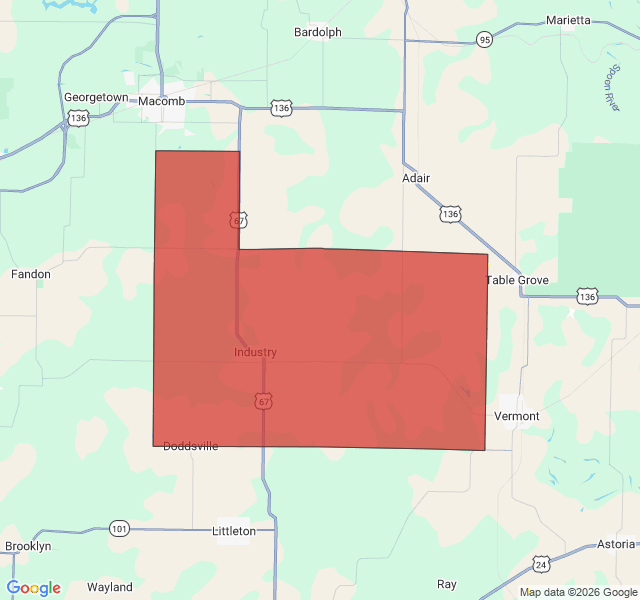 Map of septic coverage in Industry, IL