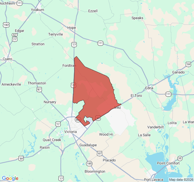 Map of septic coverage in Inez, TX