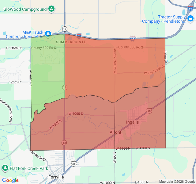 Map of septic coverage in Ingalls, IN