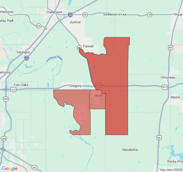 Map of septic coverage in Inola, OK