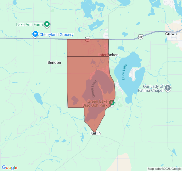 Map of septic coverage in Interlochen, MI