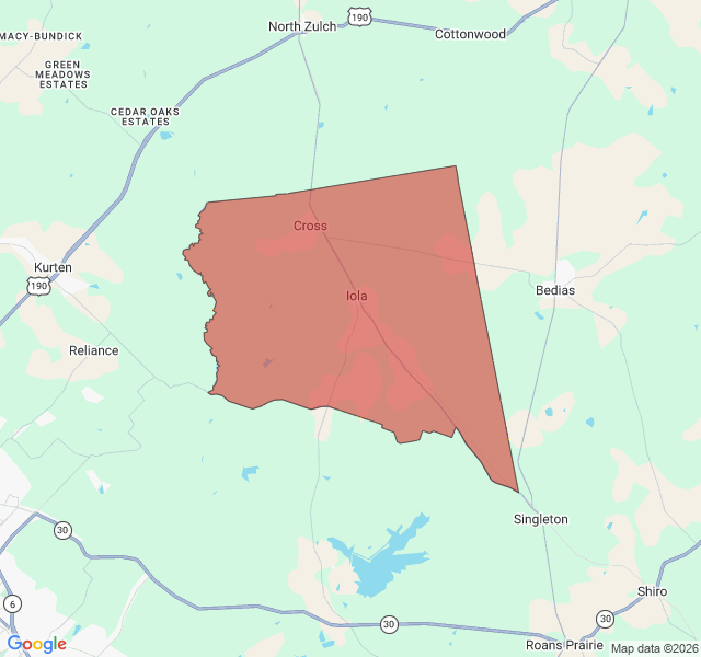 Map of septic coverage in Iola, TX