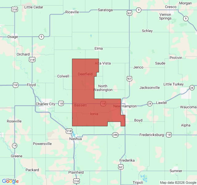 Map of septic coverage in Ionia, IA