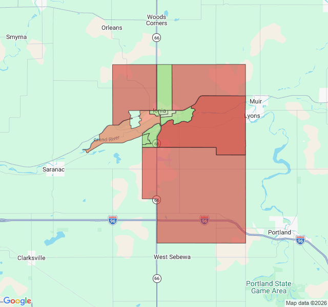 Map of septic coverage in Ionia, MI