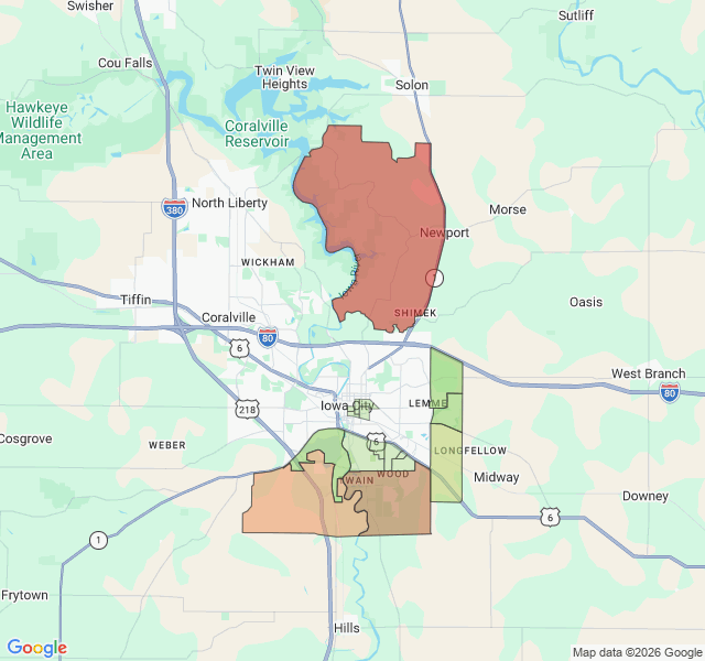 Map of septic coverage in Iowa City, IA