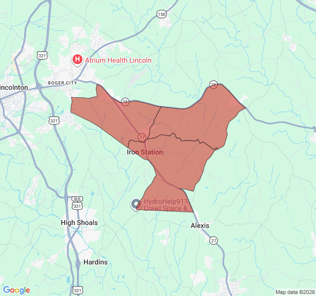 Map of septic coverage in Iron Station, NC