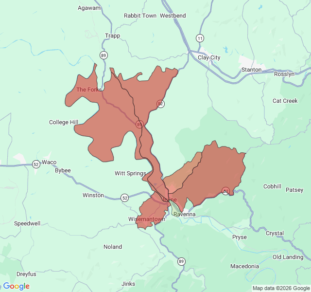 Map of septic coverage in Irvine, KY