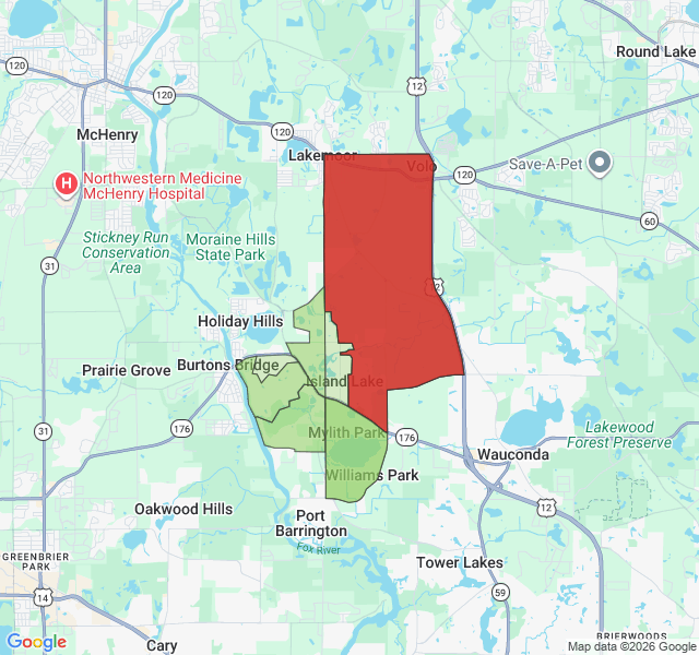 Map of septic coverage in Island Lake, IL