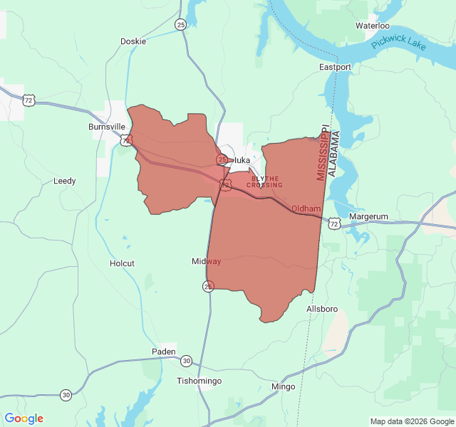 Map of septic coverage in Iuka, MS