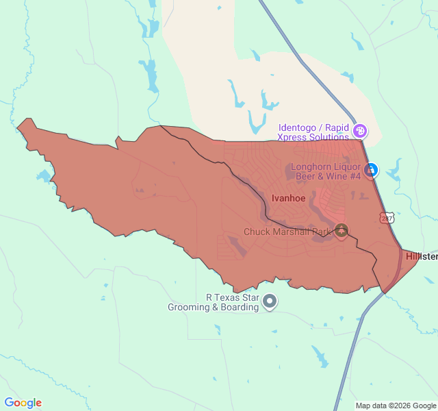 Map of septic coverage in Ivanhoe, TX