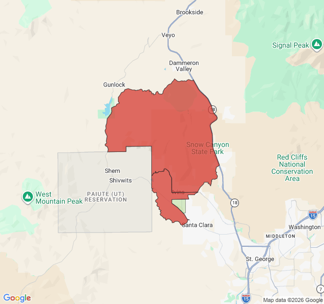 Map of septic coverage in Ivins, UT