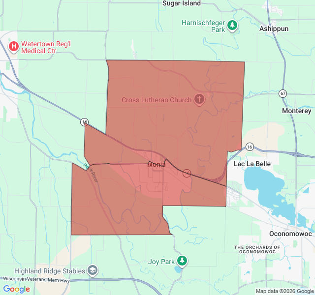 Map of septic coverage in Ixonia, WI