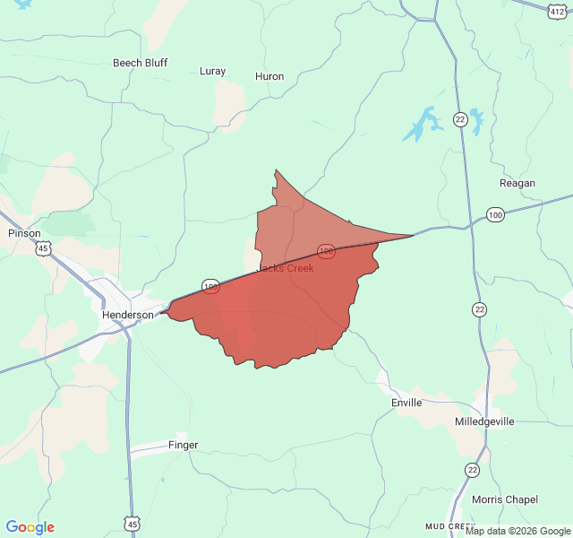 Map of septic coverage in Jacks Creek, TN