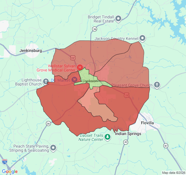 Map of septic coverage in Jackson, GA