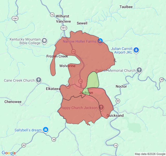 Map of septic coverage in Jackson, KY