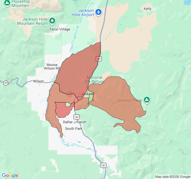 Map of septic coverage in Jackson, WY
