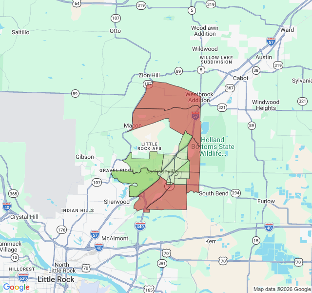 Map of septic coverage in Jacksonville, AR