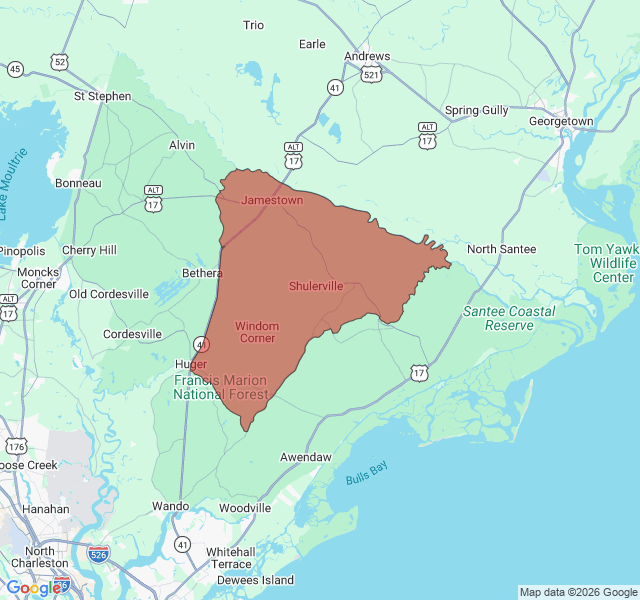 Map of septic coverage in Jamestown, SC